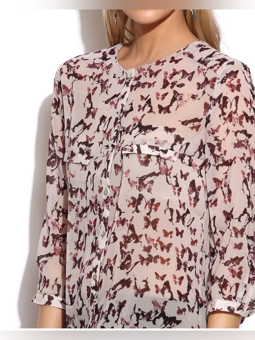 MNG Collection NWT butterfly button down blouse, size 2